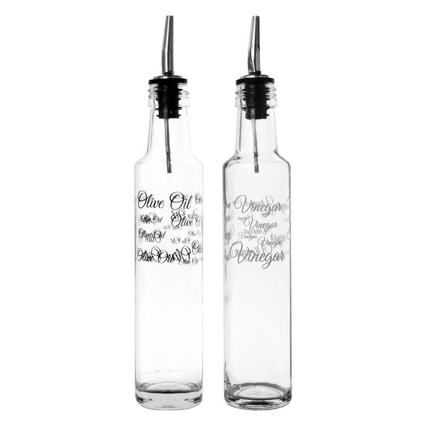 Consol Round Olive Oil &amp; Vinegar Bottle With Pourer Printed 250Ml, 2 Pack