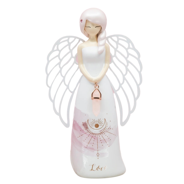 Love - Rose Quartz Crystal Angel Figurine
