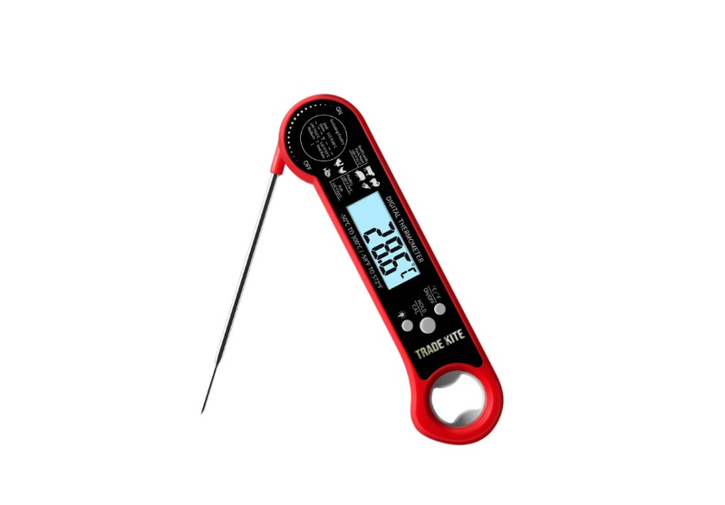 Digital Meat Thermometer Instant Read Waterproof with Backlight - Red