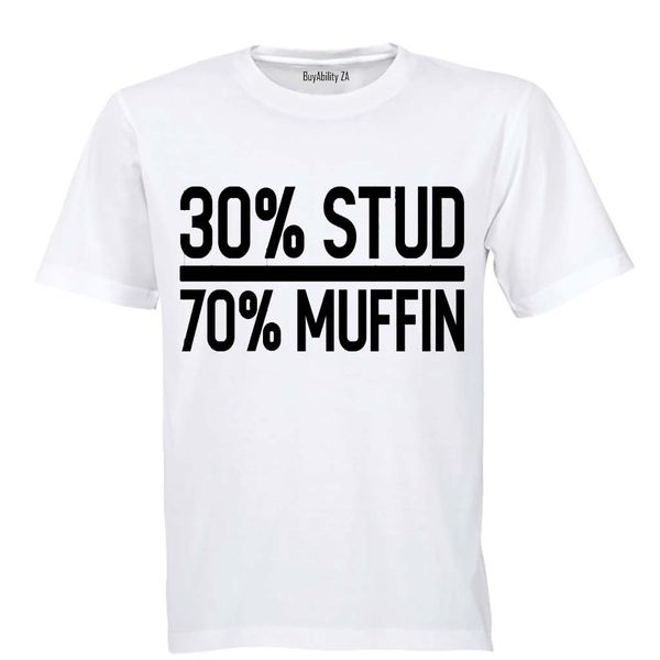 30% Stud - 70% Muffin - Mens - T-Shirt - White