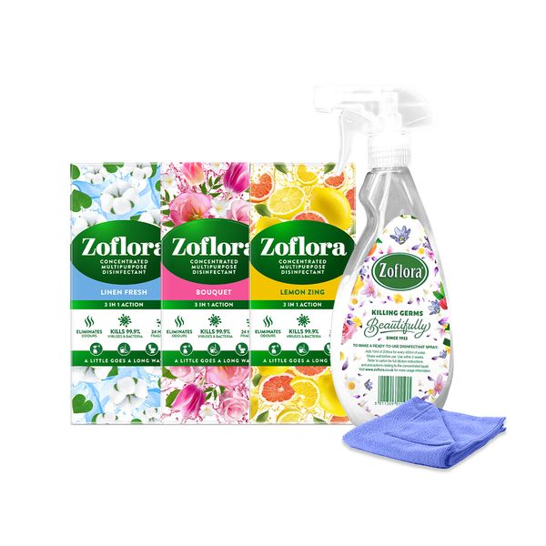 Zoflora Delicate Blooms Bundle - Multi Purpose Disinfectant 3 in 1 Action