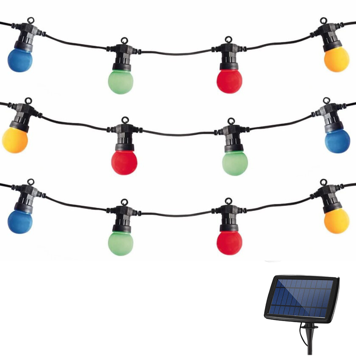 Stellar Lighting Solar 10 MultiColour LED Festoon Bulb String Lights