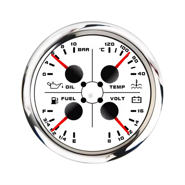 85Mm 4-In-1 Multifunction Gauge Water Temp Oil Press Voltmeter A