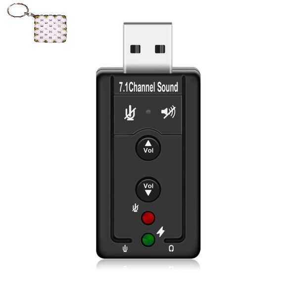 Lightweight 7.1 USB Stereo Audio Adapter External Sound Card+Key Holder