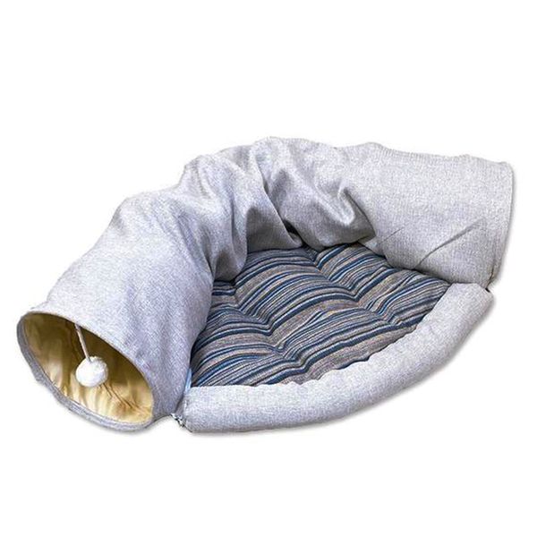 Cat Tunnel Cushion Bed with Detachable Washable Mat Foldable Pet Bed