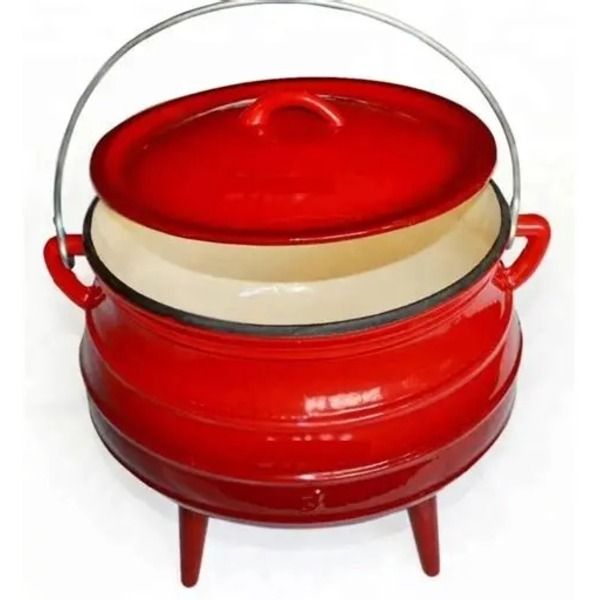 1/4 Potjie Pot - Red Enamel Coated - 3 Leg