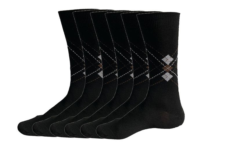 Mens Black Diamond Premeium Quality Cotton Socks - 6 Pairs - One Size