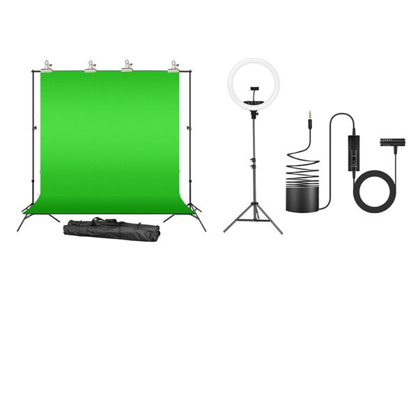 Streaming Vlogging Kit With Green Screen Microphone And Light-GSML-18-26