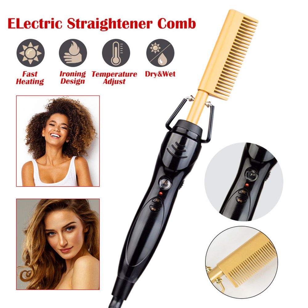 2 in 1 Electric Curling Copper Comb Ceramic Heating Hair
