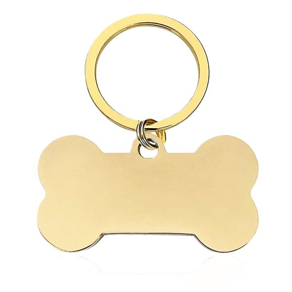 Gold Stainless Steel Dog Name ID Tag
