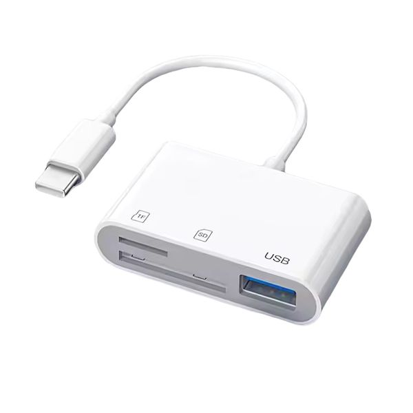 Type C 3-in-1 OTG Card Reader Compatible with Samsung Xiaomi White