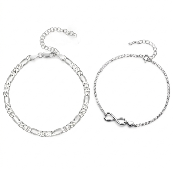 2-Pack 316 Stainless Steel Infinity Bracelets
