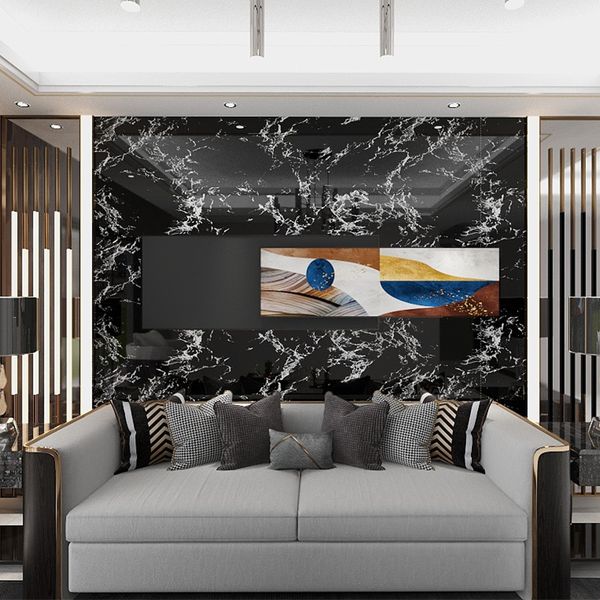Marble Texture Peel Stick Wallpaper Modern SelfAdhesive Vinyl - 36095 - Black