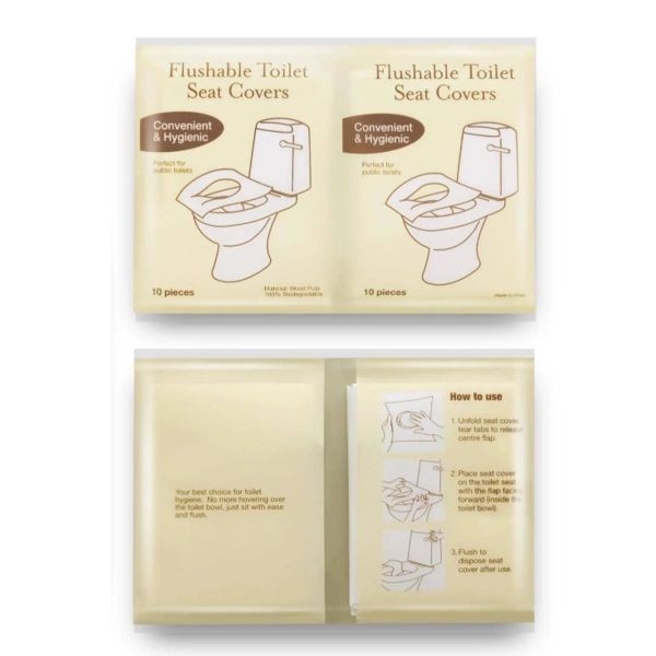 Flushable Travel Disposable Paper Toilet Seat Cover - 4 Packs or 10pc each