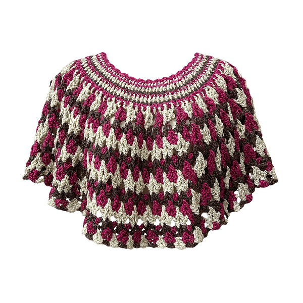 Women's Crochet Poncho Top - Multi-Colour Open Knit