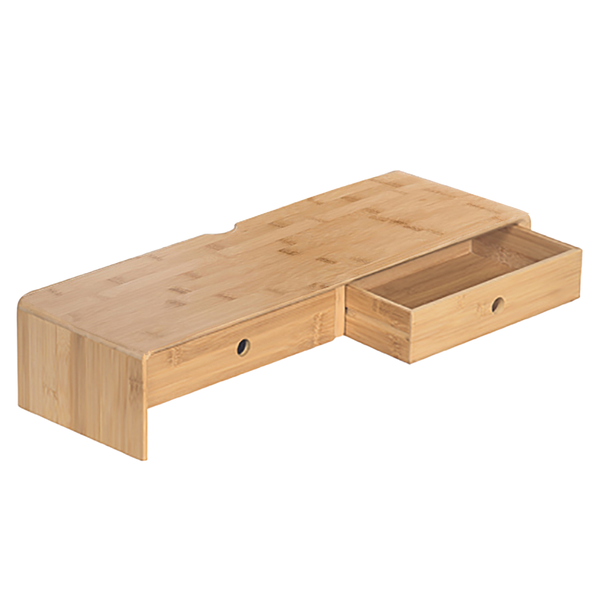 2-Tier Bamboo Monitor Stand with Drawers 20KG Capacity Ergonomic 13cm Riser