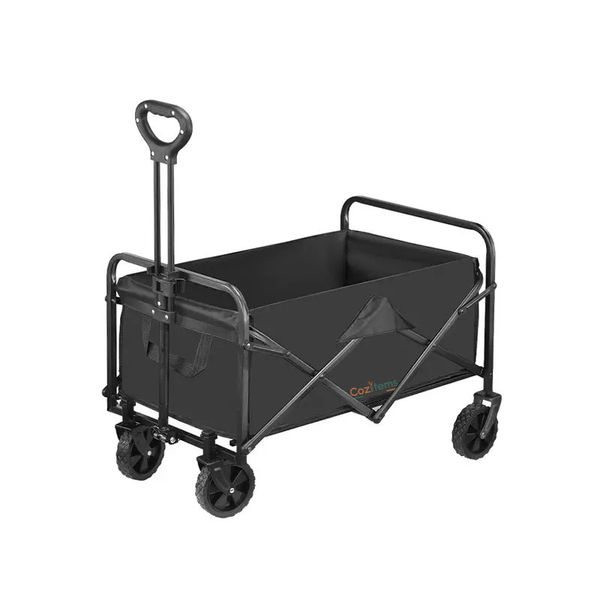 Collapsible Heavy-Duty Camping &amp; Outdoor Trolley - Black (100kg Capacity)