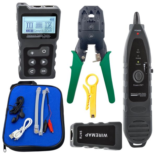 Network Cable Ethernet LAN CAT5 CAT6 Tracker Wiremap Tester &amp; Crimping Tool