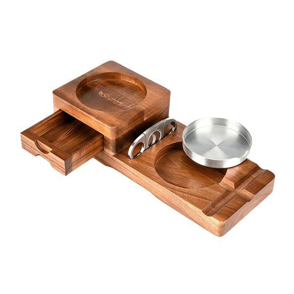 Cigar Ashtrays, Wooden Base with Removable and Washable Outdoor Ashtray
