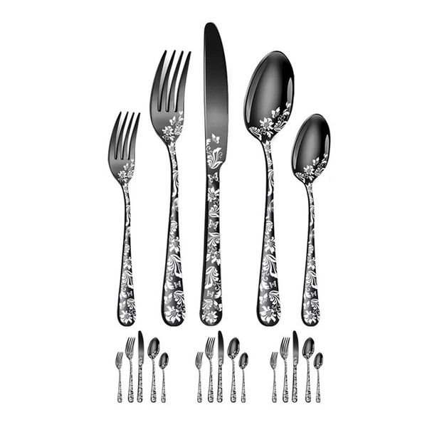 20-Piece Set Stainless Steel Silverware Cutlery Unique Pattern
