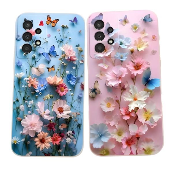 Butterfly Flower Phone Cover Compatible with Samsung Galaxy A13 - 2 Piece
