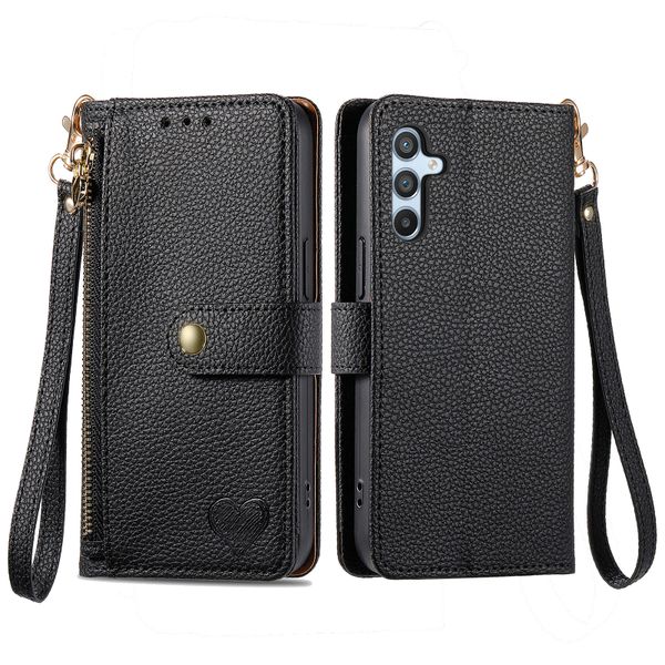 RFID Zip Leather Wallet Case Compatible With Samsung Galaxy S22 Ultra Cover