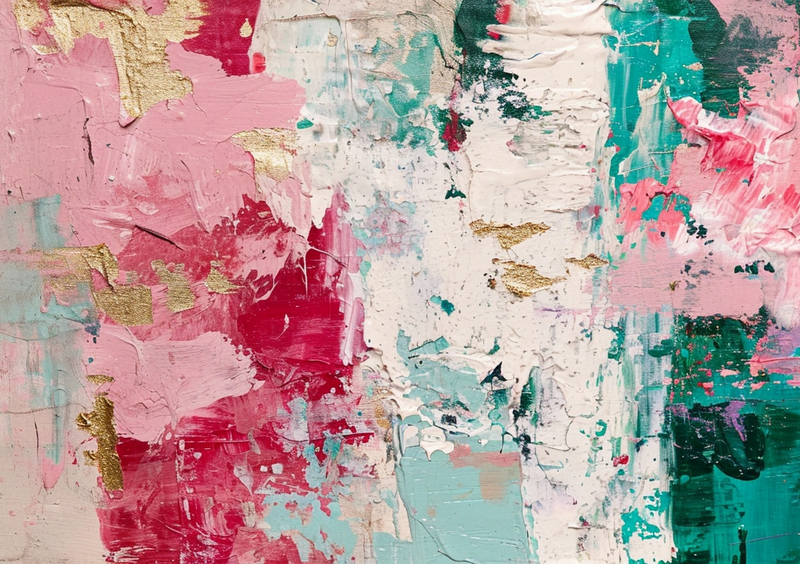 Wall Art Canvas - Abstract Pink and White Paint on Canvas
