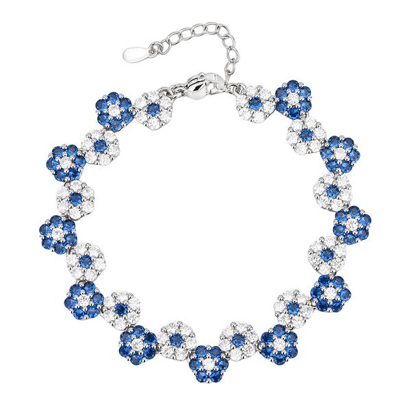 ZELTRYN Blue And White Crystal Flower Bracelet