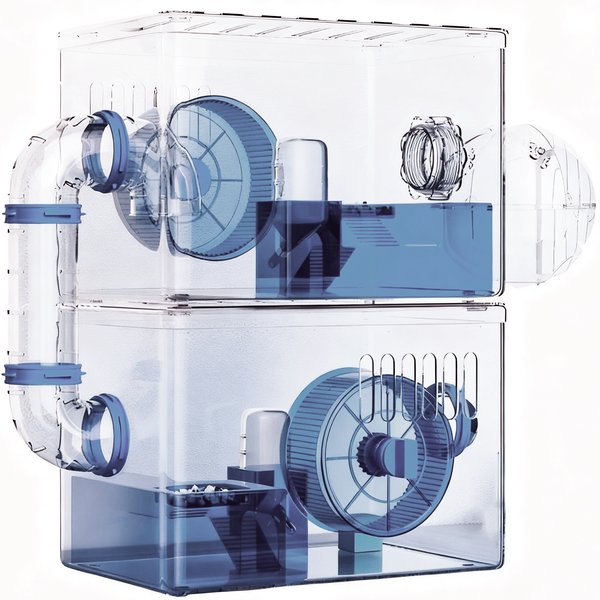 Two Level Hamster Cage Transparent Hamster House Hamster Habitat - Blue