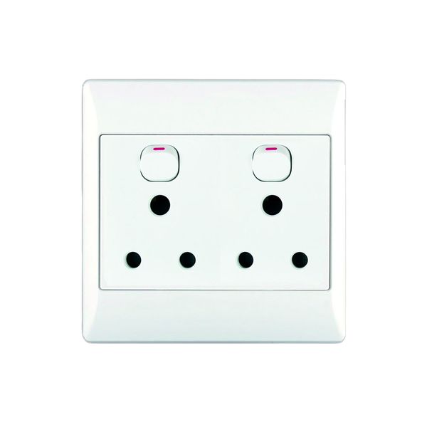 2x16A Switched Socket Outlet 4x4 With White Cover Plate