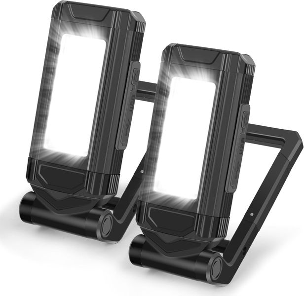 2-Pack Rechargeable Magnetic LED Work Lights, Portable Light Gift for Men