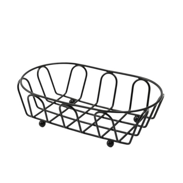 Versatile Stainless Steel Round-Edge French Fry Basket - Black