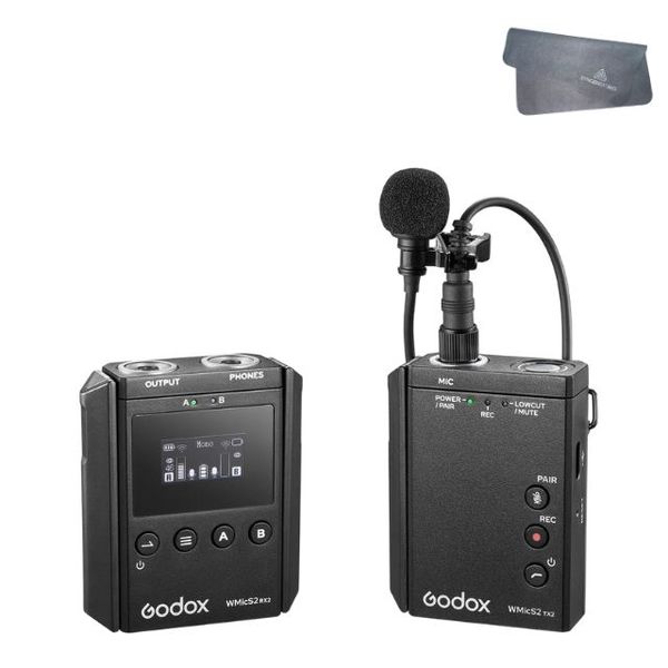 Godox WMicS2 Kit 1 UHF Wireless Mic Compatible with Cameras &amp; Smartphones