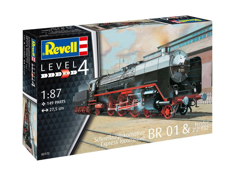 Revell 1/87 Express Locomotive BR01 &amp; Tender 2'2' T32 Plastic Model Kit