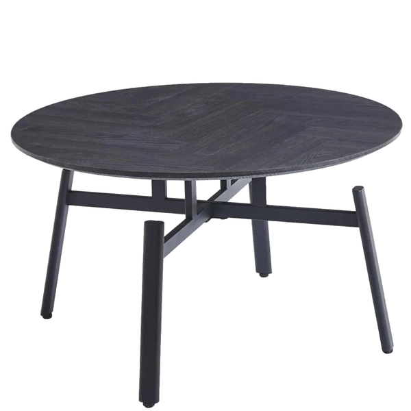 Wood 80cm Round Coffee Table Oak/Ebony