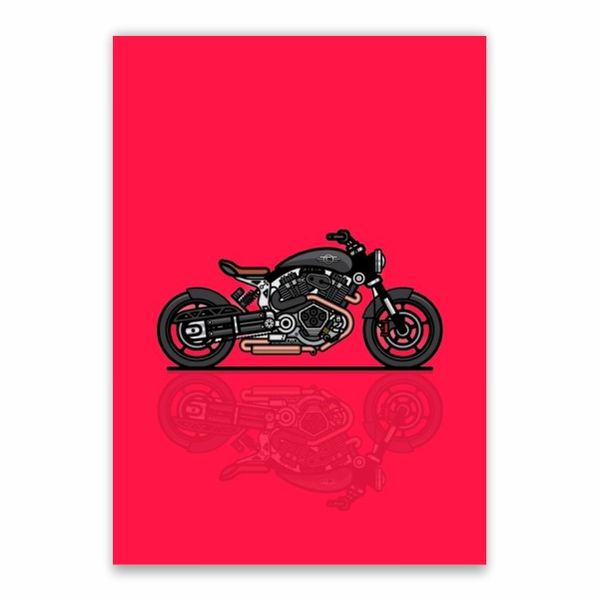 Motorbike Red Background Poster - A1