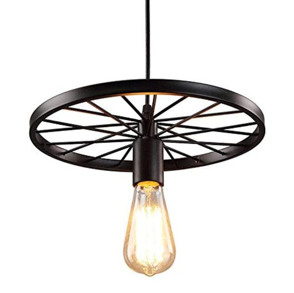 Vintage Spoked Wheel Pendant Light