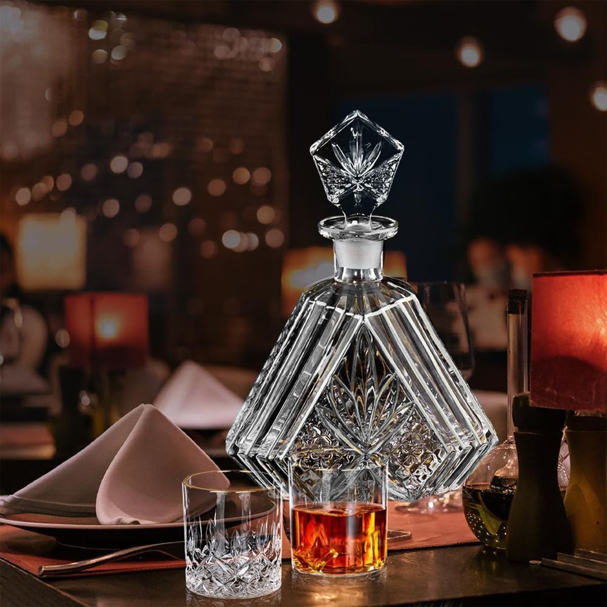 Whiskey Decanter Set with 6 Whisky Glasses for Liquor Scotch