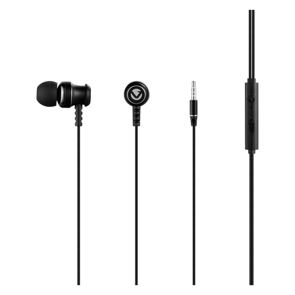 Volkano Stannic Series Wired Earphones with Mic (3.5mm AUX) - Black