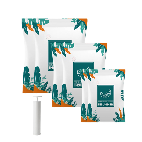 6 Piece Vacuum Storage Bag Pack with Hand Pump - Tropical