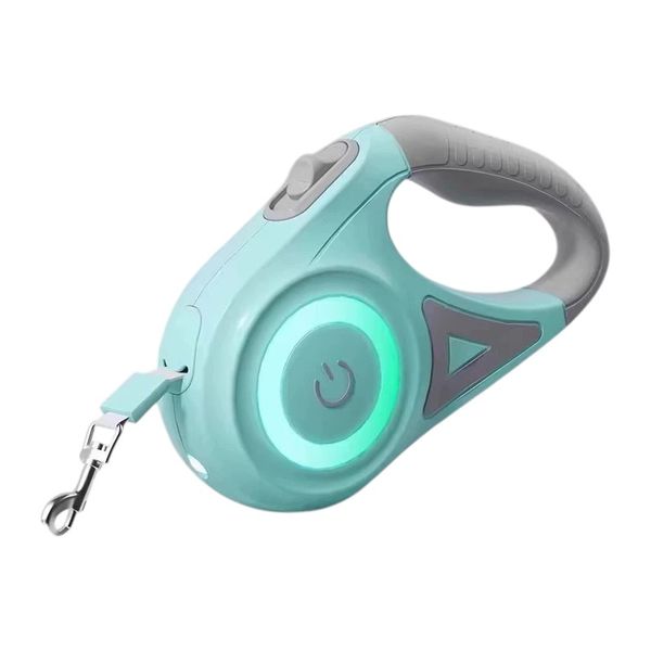 Retractable Dog Leash With LED Light Feature - Mint Green