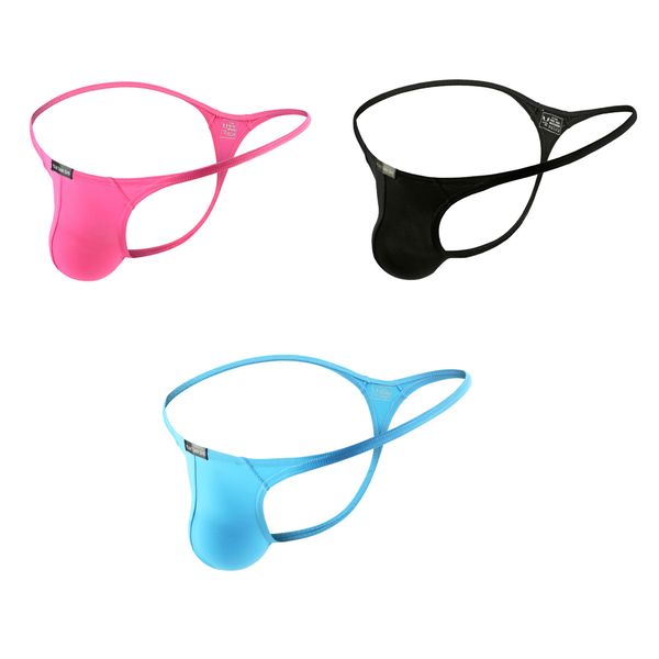 Men's Thong - G-String Bulge Pouch Bikini T-back Underwear - 3 Pack