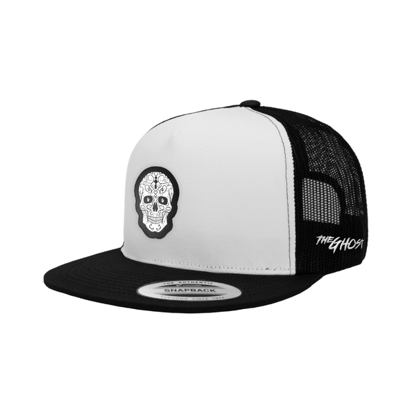 The Ghost - Flexfit Adjustable Flat Peak Trucker with Sugar Skull