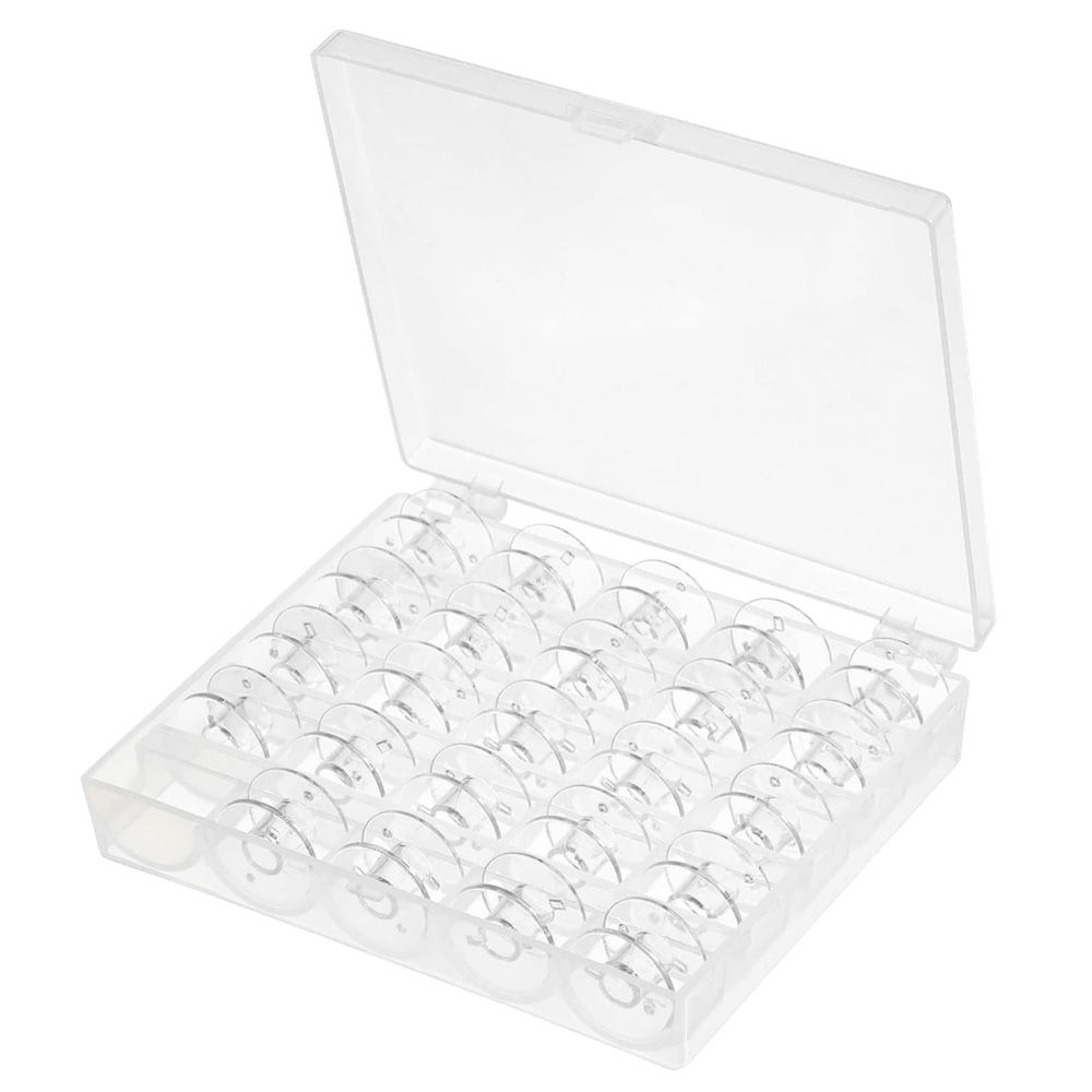 Craft 50Pieces Transparent Embroidery Sewing Machine Bobbins With Case -12cm