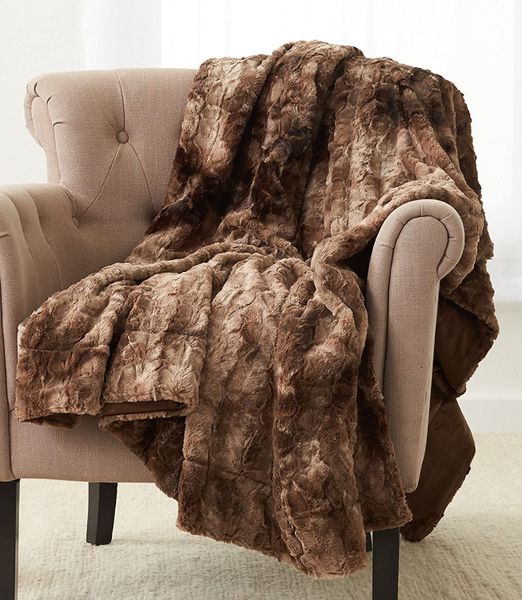 Wonder Trend Faux Fur Luxury Mink Thermal Heat Blanket Throw Dark Brown