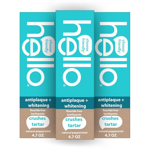 hello Antiplaque and Whitening Fluoride Free Toothpaste - 3 pack