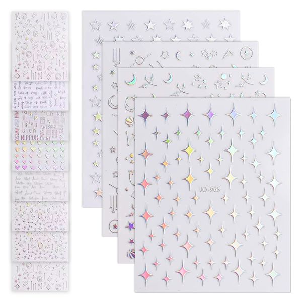 QYNIAL 12 Sheets Aurora Nail Art Stickers