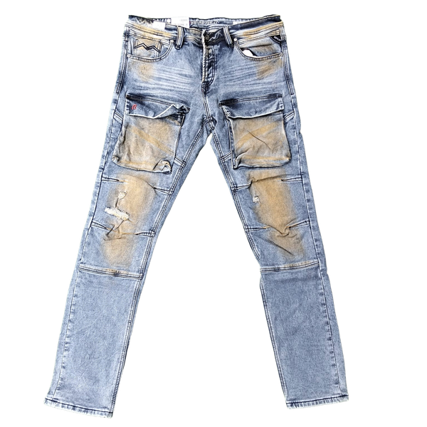Replay Hyperflex Cargo Skinny Fit Jeans B1102-5 - Light Wash Blue
