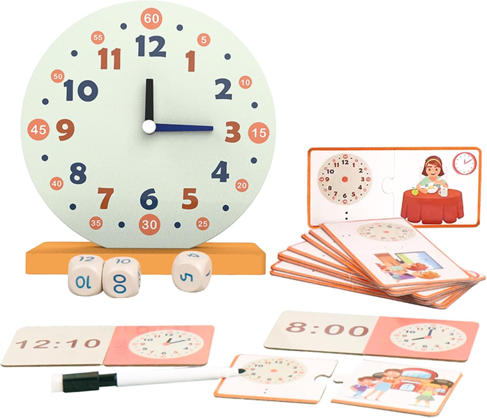 Master the Art of Time: 29-Piece Wooden Learning Clock Set