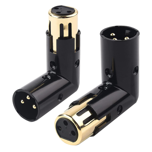 2PCS Audio Adapter Plug Adjustable Male to Female Right Angle XLR Adapter 3
